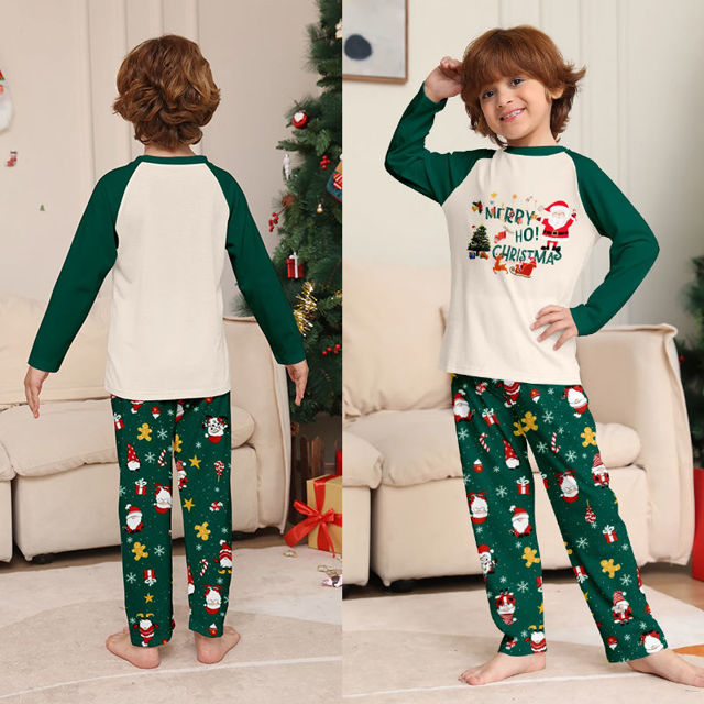 Picture of Family Christmas Pajama Sets - Long Sleeves Pajamas - Green with Santa