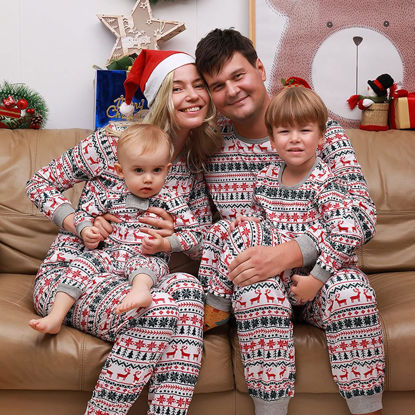 Picture of Family Christmas Pajama Sets - Christmas Pattern Long Sleeves Pajamas