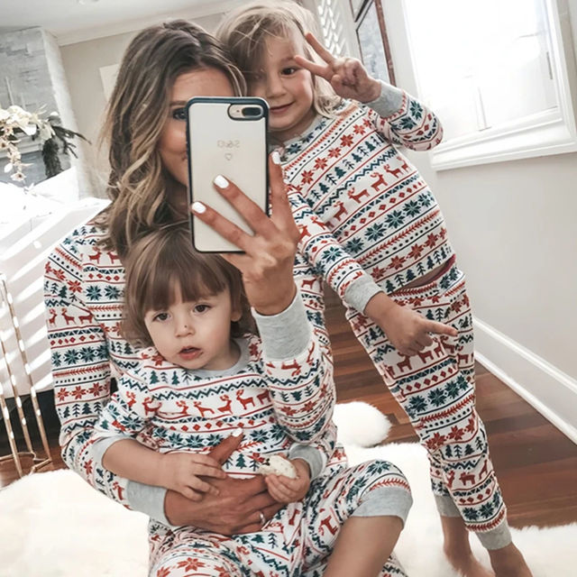 Picture of Family Christmas Pajama Sets - Christmas Pattern Long Sleeves Pajamas