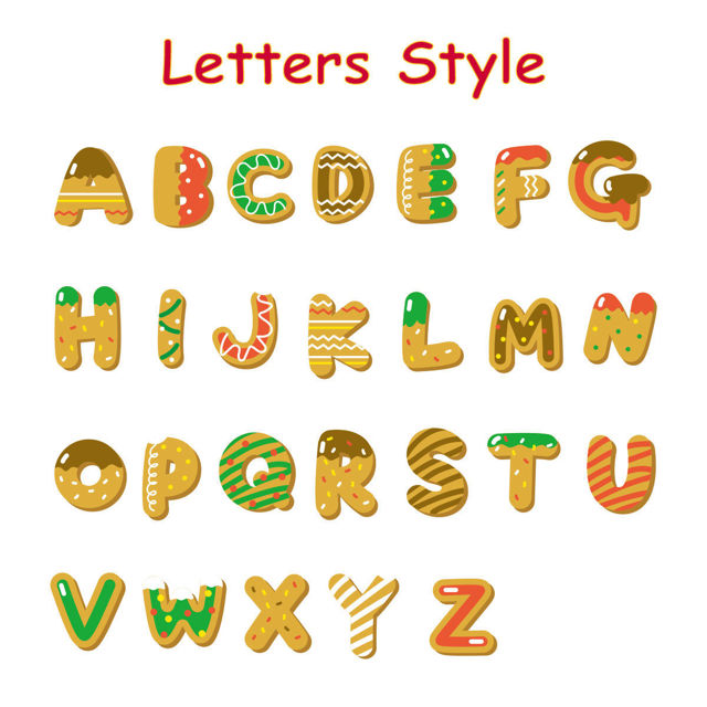 Picture of Custom Christmas Name Letter Ornament - Stocking Tag for Kids - Donut Font - Kids Ornament - Christmas Tags - 3-Piece Set