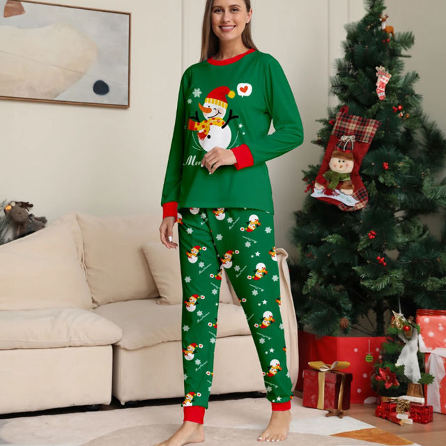 Picture of Family Christmas Pajama Sets - Happy Snowmen Long Sleeves Pajamas - Merry Christmas