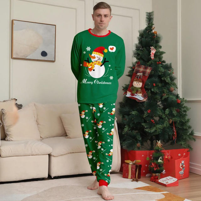 Picture of Family Christmas Pajama Sets - Happy Snowmen Long Sleeves Pajamas - Merry Christmas