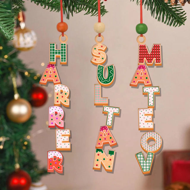 Picture of Custom Christmas Name Letter Ornament - Stocking Tag for Kids -  Three-dimensional Font - Kids Ornament - Christmas Tags - 3-Piece Set