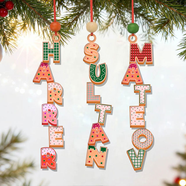 Picture of Custom Christmas Name Letter Ornament - Stocking Tag for Kids -  Three-dimensional Font - Kids Ornament - Christmas Tags - 3-Piece Set