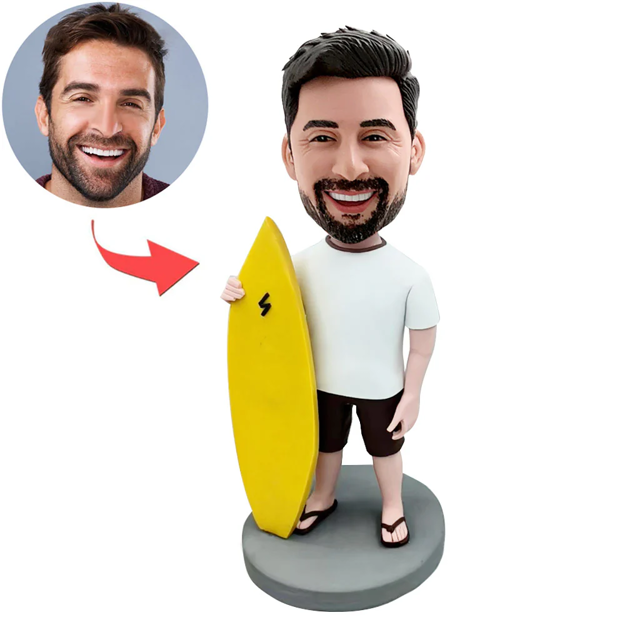 Picture of Custom Bobbleheads: Man with Surfboard | Personalized Bobbleheads for the Special Someone as a Unique Gift Idea