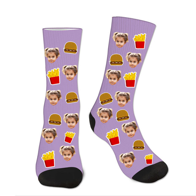 Picture of Custom Burgers and Fries Photo Face Socks