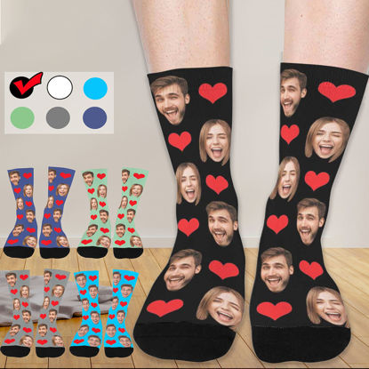 Picture of Custom Photo Face Socks with Heart - Gift for Couples and Family