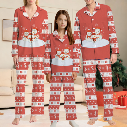 Picture of Family Christmas Pajamas Set - Red Christmas Pattern Sleepwear