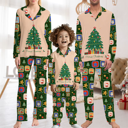 Picture of Family Christmas Pajama Sets - Christmas Pattern Long Sleeves Pajamas - Christmas Gift