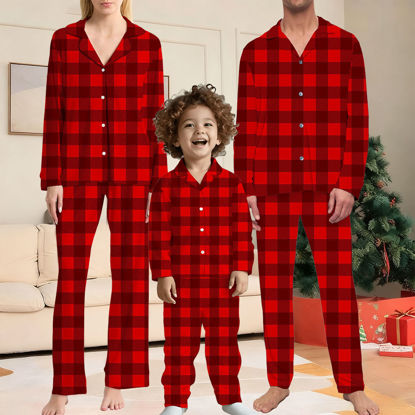 Picture of Family Christmas Pajama Sets - Christmas Red Pattern Long Sleeves Pajamas - Gift for Loved One