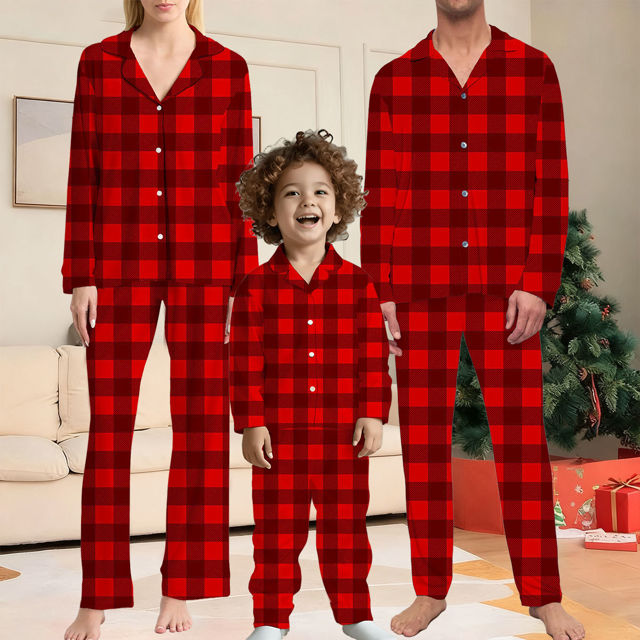 Picture of Family Christmas Pajama Sets - Christmas Red Pattern Long Sleeves Pajamas - Gift for Loved One