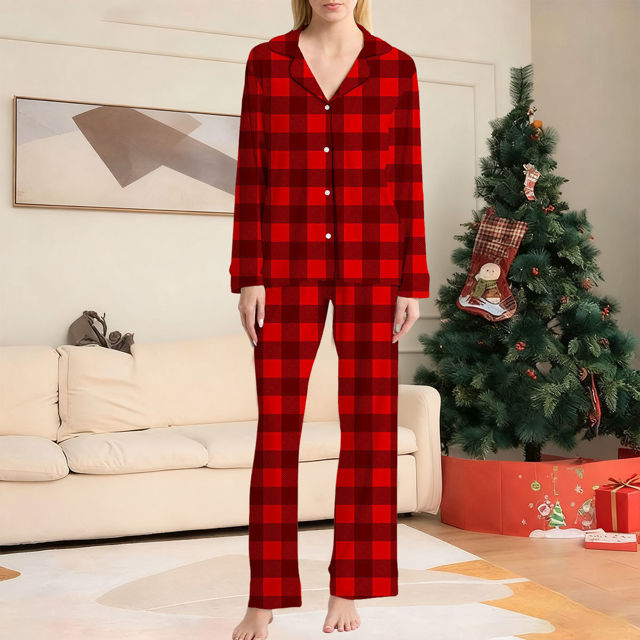 Picture of Family Christmas Pajama Sets - Christmas Red Pattern Long Sleeves Pajamas - Gift for Loved One