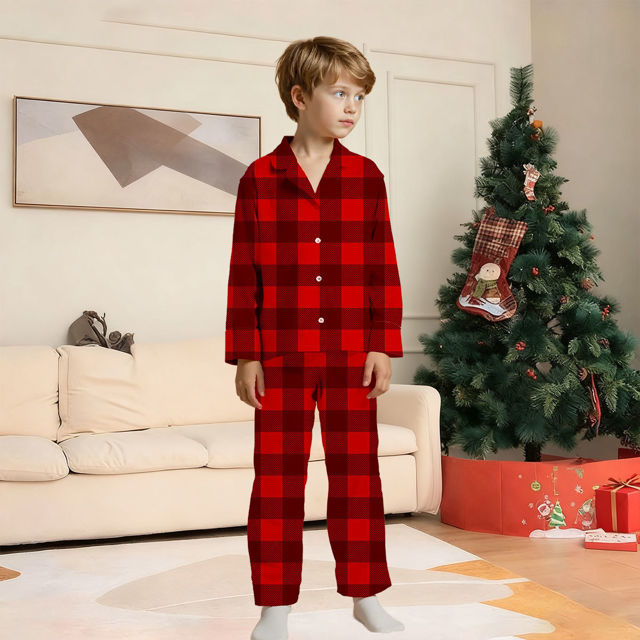 Picture of Family Christmas Pajama Sets - Christmas Red Pattern Long Sleeves Pajamas - Gift for Loved One