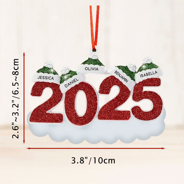 Picture of Custom Resin Christmas Ornament with Names -  Christmas Tree Ornament - Green Hats