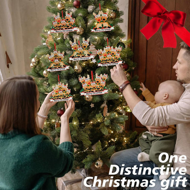Picture of Custom Resin Christmas Ornament with Names - Elks Family Christmas Tree Ornament