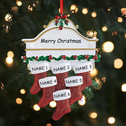 Picture of Custom Resin Christmas Ornament with Names -  Family Christmas Stocking Ornament