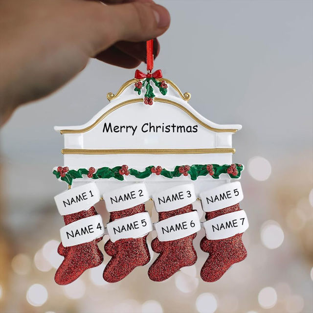 Picture of Custom Resin Christmas Ornament with Names -  Family Christmas Stocking Ornament