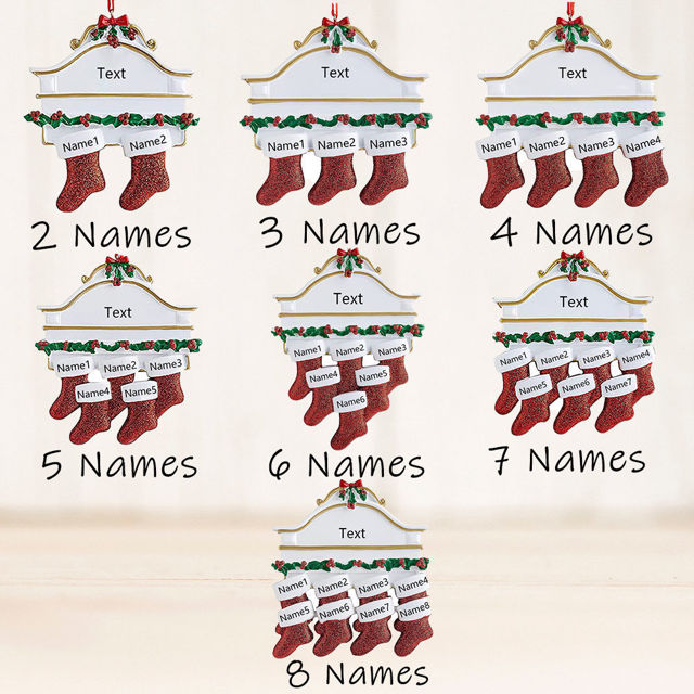 Picture of Custom Resin Christmas Ornament with Names -  Family Christmas Stocking Ornament