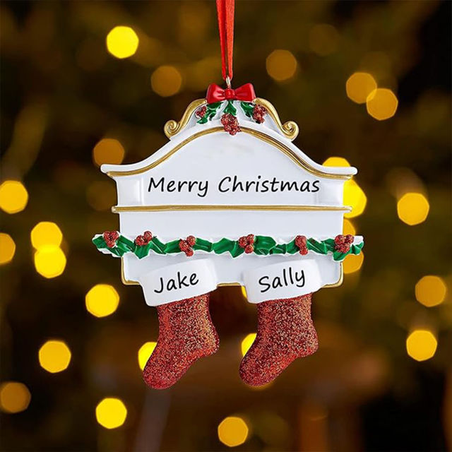 Picture of Custom Resin Christmas Ornament with Names -  Family Christmas Stocking Ornament