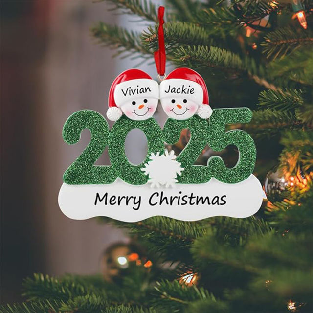 Picture of Custom Resin Christmas Ornament with Names - Family Christmas Snowman Ornament