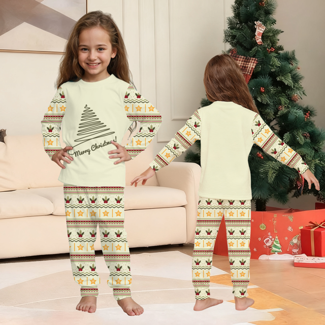 Picture of Family Christmas Pajamas Set - ordic Tree & Vintage Festive Prints - Crew Neck Pajamas