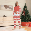 Picture of Family Christmas Pajamas Set - Red Christmas Pattern Sleepwear - Crew Neck Pajamas