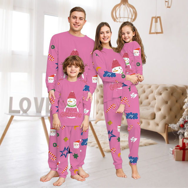 Picture of Family Christmas Pajama Sets - Happy Snowmen Long Sleeves Pajamas - Family Christmas Gift