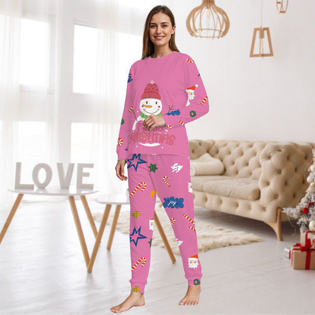 Picture of Family Christmas Pajama Sets - Happy Snowmen Long Sleeves Pajamas - Family Christmas Gift