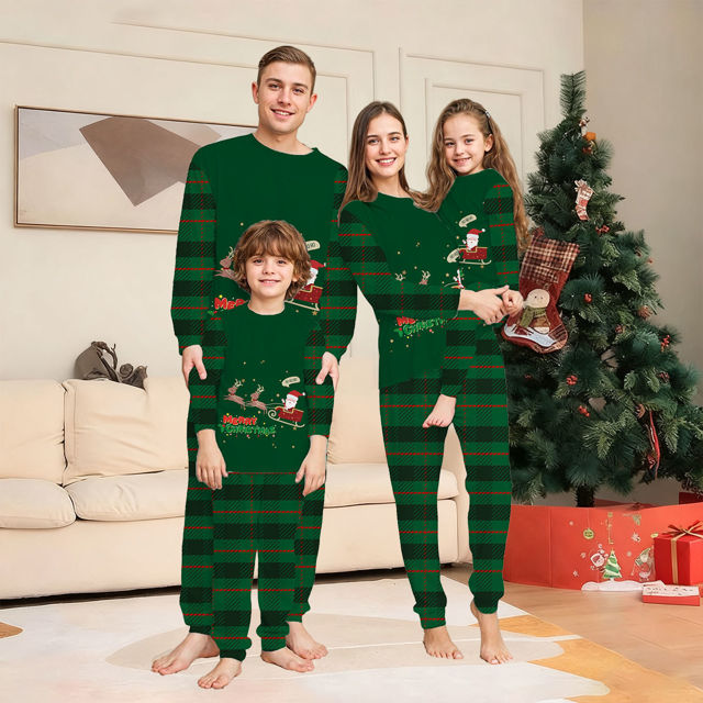 Picture of Family Christmas Pajama Sets - Happy Santa Long Sleeve Pajamas - Best Family Christmas Gift