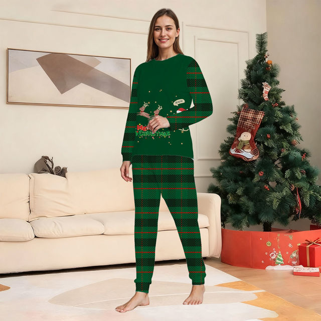 Picture of Family Christmas Pajama Sets - Happy Santa Long Sleeve Pajamas - Best Family Christmas Gift