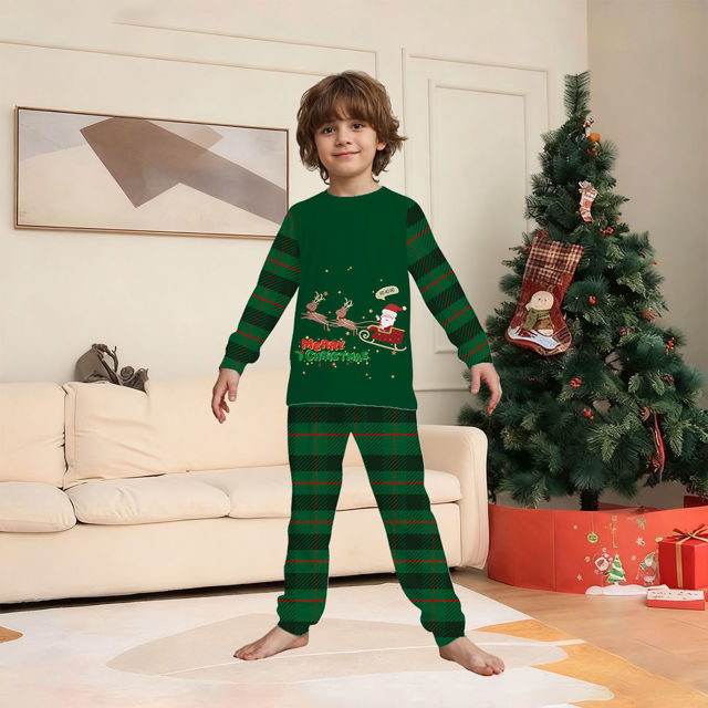 Picture of Family Christmas Pajama Sets - Happy Santa Long Sleeve Pajamas - Best Family Christmas Gift