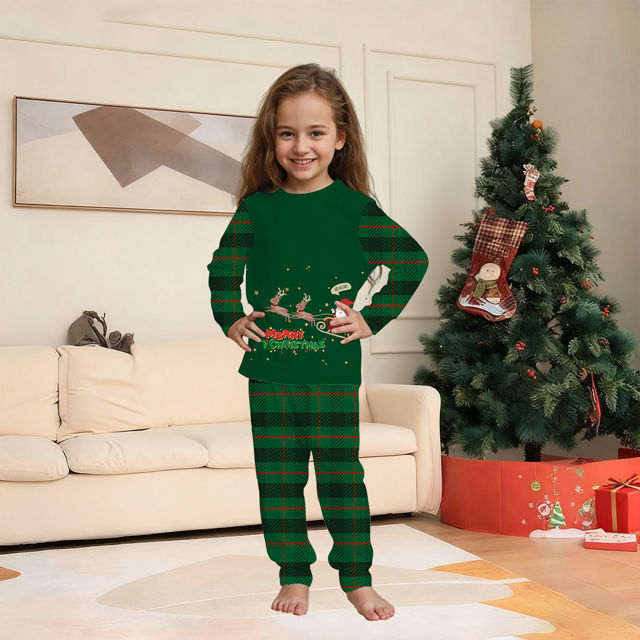 Picture of Family Christmas Pajama Sets - Happy Santa Long Sleeve Pajamas - Best Family Christmas Gift