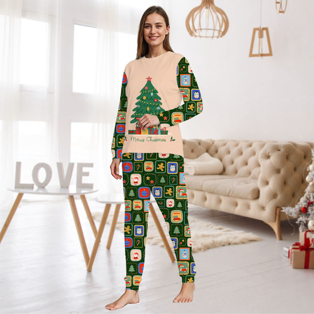 Picture of Family Christmas Pajama Sets - Long Sleeve Pajamas with Christmas Tree