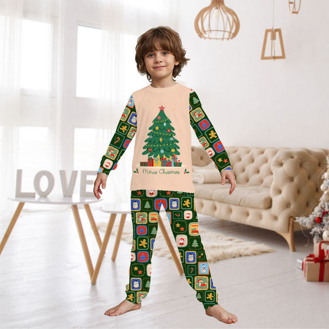 Picture of Family Christmas Pajama Sets - Long Sleeve Pajamas with Christmas Tree
