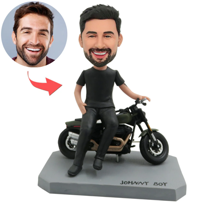 Picture of Custom Bobbleheads: Man with Motorcycle | Personalized Bobbleheads for the Special Someone as a Unique Gift Idea｜Best Gift Idea for Birthday, Christmas, Thanksgiving etc.