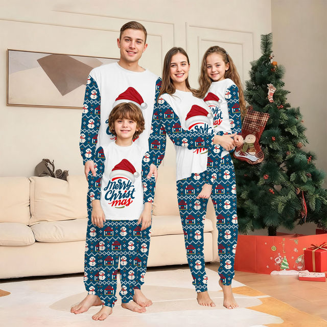 Picture of Family Christmas Pajama Sets - Long Sleeves Pajamas with Santa Hat - Best Family Christmas Gift
