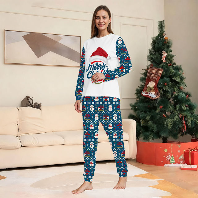 Picture of Family Christmas Pajama Sets - Long Sleeves Pajamas with Santa Hat - Best Family Christmas Gift