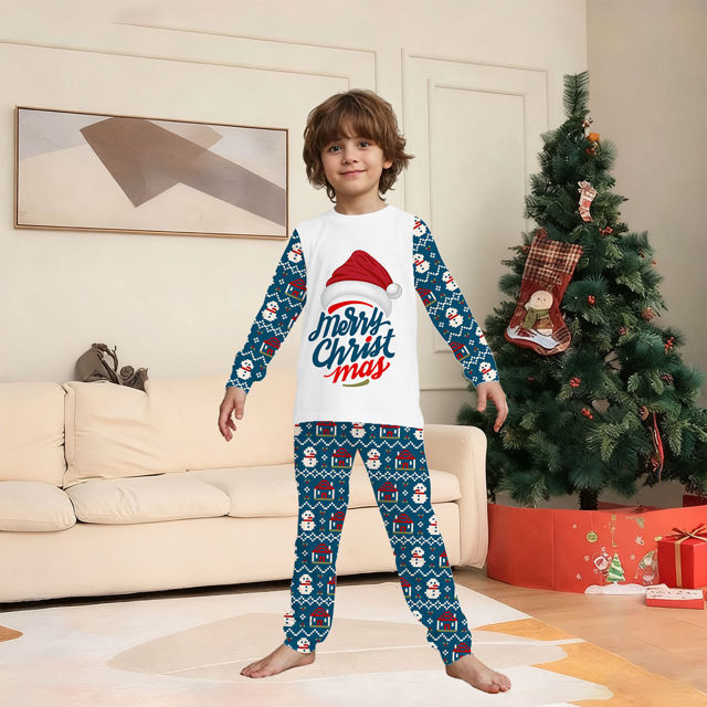 Picture of Family Christmas Pajama Sets - Long Sleeves Pajamas with Santa Hat - Best Family Christmas Gift