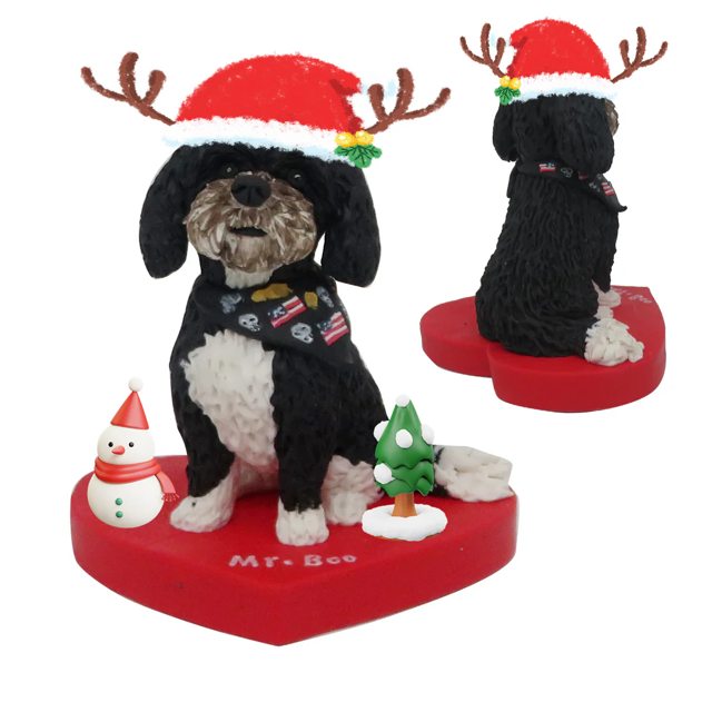 Picture of Custom Bobbleheads: Dog with Santa Hat | Personalized Bobbleheads for the Special Someone as a Unique Gift Idea