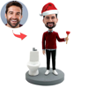 Picture of Custom Bobbleheads: Funny Man with Santa Hat | Personalized Bobbleheads for the Special Someone as a Unique Gift Idea
