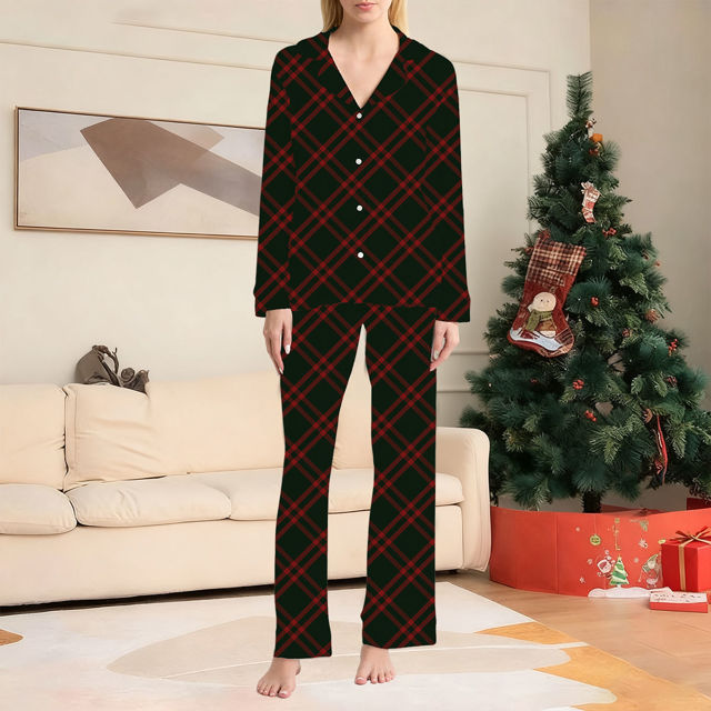 Picture of Christmas Family Pajama Sets - Diagonal Stripes Long Sleeves Pajamas