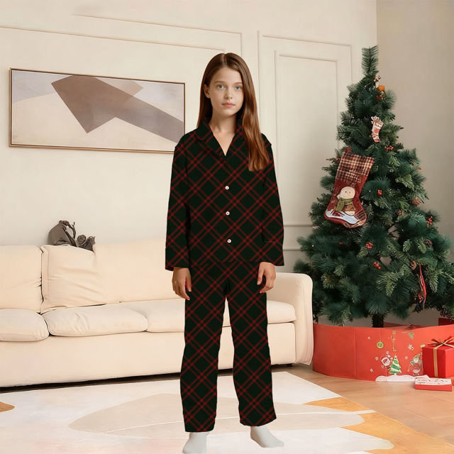 Picture of Christmas Family Pajama Sets - Diagonal Stripes Long Sleeves Pajamas