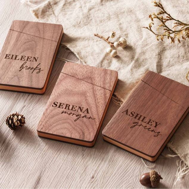 Picture of Custom Wooden Business Card Holder - Personalized Card Case - Personalized Gift