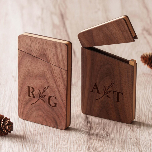 Picture of Custom Wooden Business Card Holder - Personalized Card Case - Personalized Gift