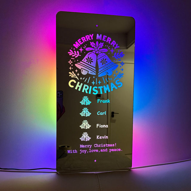 Picture of Personalized Name LED Neon Sign Mirror - Christmas Jingle Bell Style