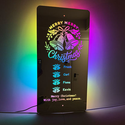 Picture of Personalized Name LED Neon Sign Mirror - Christmas Classical Jingle Bell Style