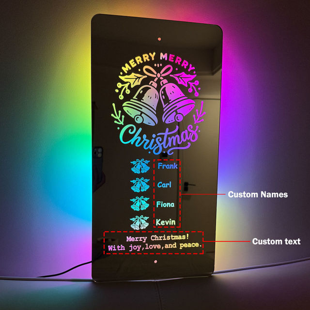 Picture of Personalized Name LED Neon Sign Mirror - Christmas Classical Jingle Bell Style