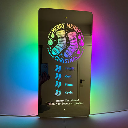 Picture of Personalized Name LED Neon Sign Mirror - Christmas Socks Style