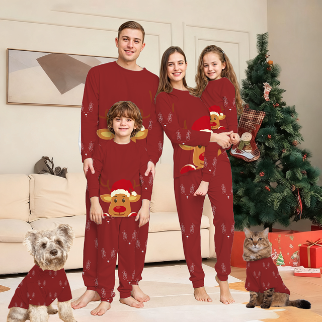 Picture of Family Christmas Pajamas Set - Rudolph the Red-Nosed Reindeer Matching Family Christmas Pajamas - Crew Neck Pajamas