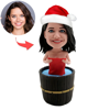 Immagine di Bobblehead personalizzati: donna che fa il bagno con cappello da Babbo Natale | Bobblehead personalizzati per una persona speciale come idea regalo unica